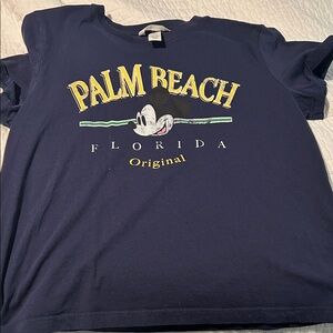 H&M Navy Palm Beach Florida Graphic Tee with Yellow Print